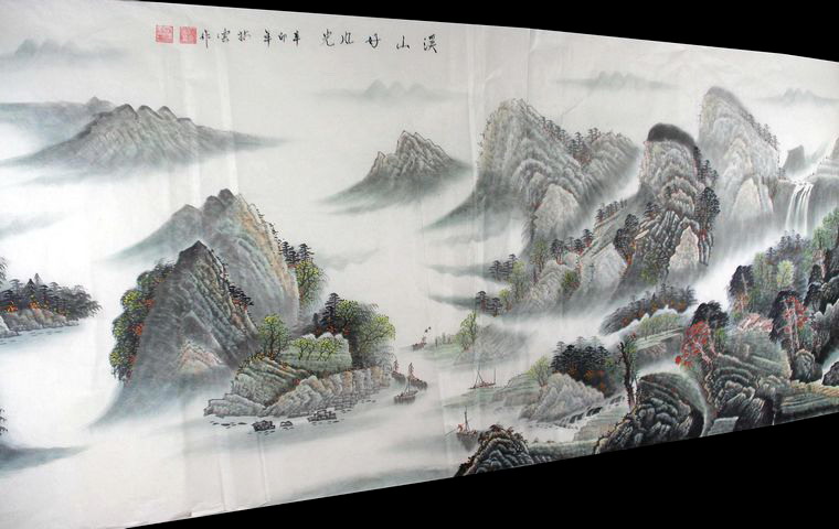 小八尺山水画溪山风光